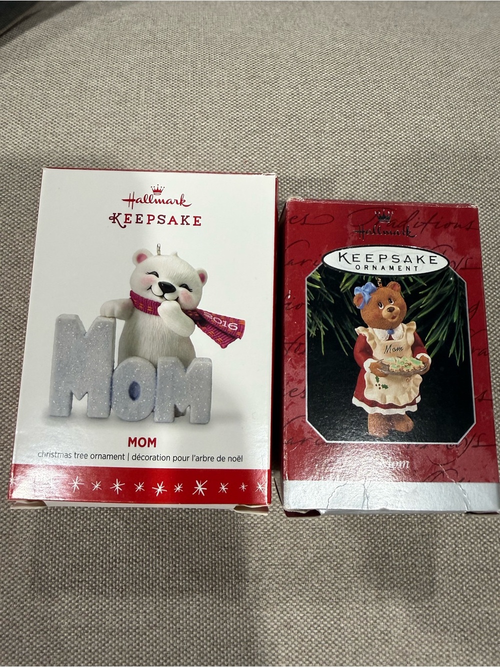 Set of 2 ‘Mom’ Hallmark Christmas ornaments Ornaments